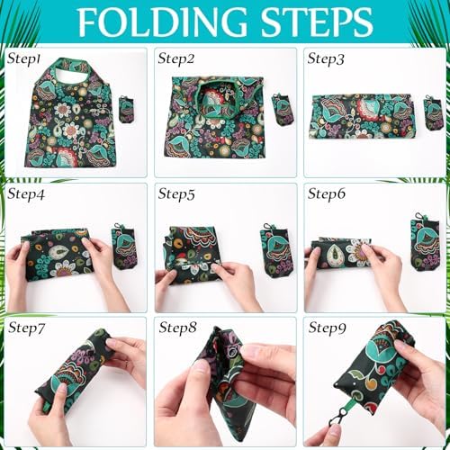 Paterr 46 Pcs Foldable Reusable Grocery Bags Bulk Machine Washable Waterproof Shopping Bags Packable Grocery Tote Pouches