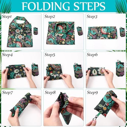 Paterr 46 Pcs Foldable Reusable Grocery Bags Bulk Machine Washable Waterproof Shopping Bags Packable Grocery Tote Pouches