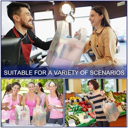 Windyun Large Grocery T-shirt Bags Bulk Reusable Non Woven Shopping Bag Foldable Gift Tote with Handle, 20.5x11x5.5 Inch