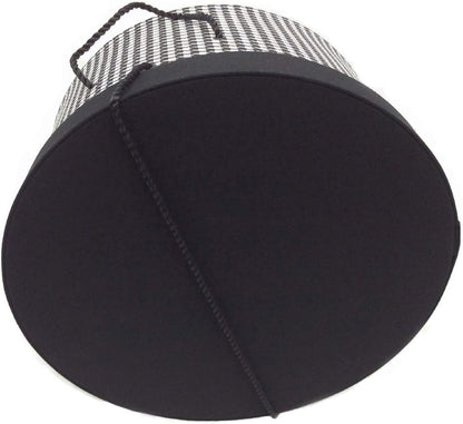 Sarah's Hat Boxes Classic Houndstooth Hat Box – 16.75" x 8.5" (Dia. x Ht.) Handmade in USA – Odorless Non-Toxic Adhesive, Cording Handle – Premium Storage for Hats & Accessories