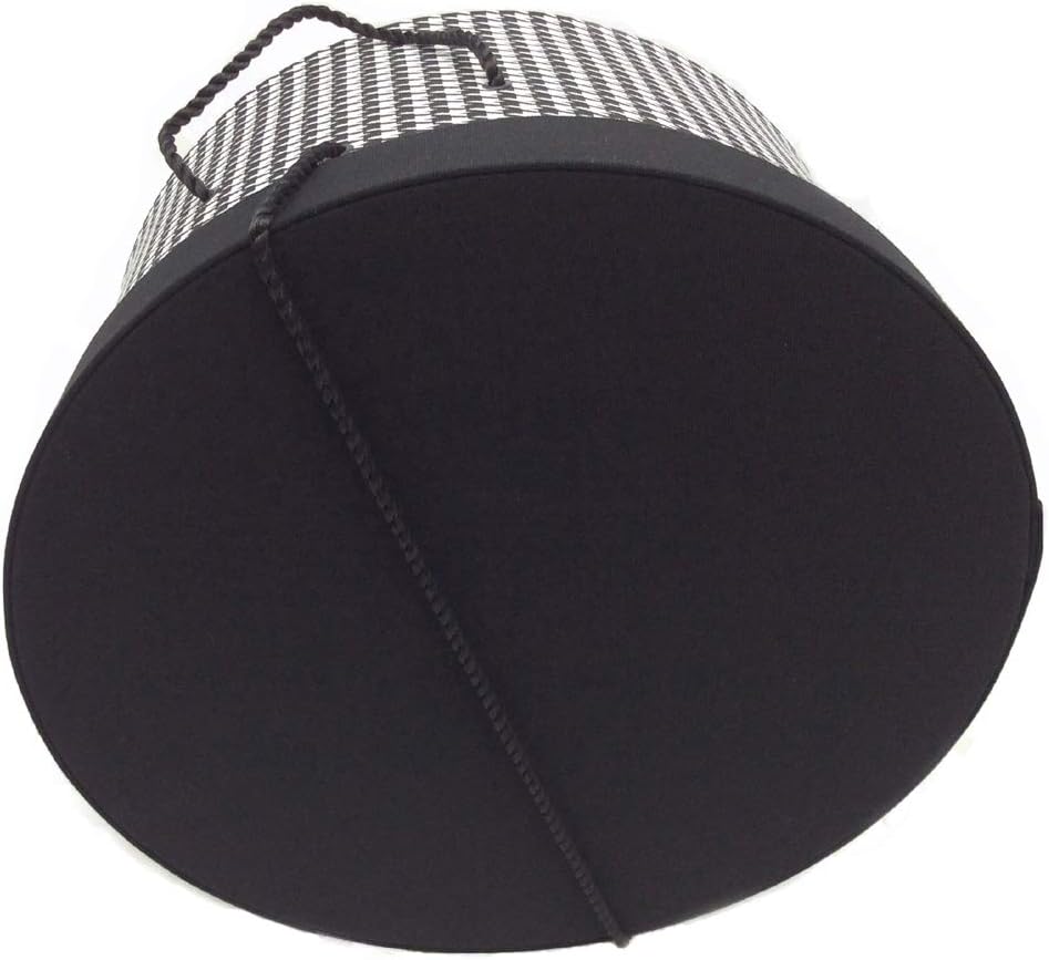Sarah's Hat Boxes Classic Houndstooth Hat Box – 18.5" x 9.5" (Dia. x Ht.) Handmade in USA – Odorless Non-Toxic Adhesive, Cording Handle – Premium Storage for Hats & Accessories