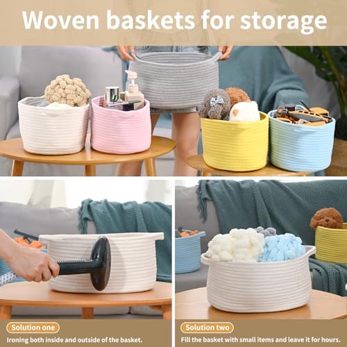 Happyiren Medium Woven Cotton Rope Basket, Empty DIY Gift Basket for Burr