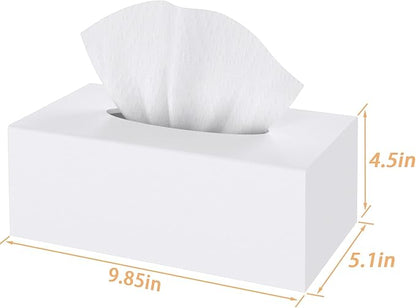 SILUT Tissue Box Cover Rectangle, Tissue Box Holder Decorative, Acrylic Tissue Box Cover, Tissue Holder for Bathroom, Home, Restaurant, Kitchen - Matte White