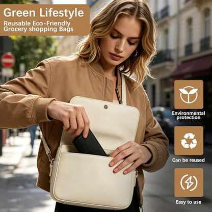 Reusable Grocery Bags 12.6 * 6.3 * 11.8 in - Non Woven Totes Bag with Reinforced Handles, Shopping Bags Bulk
