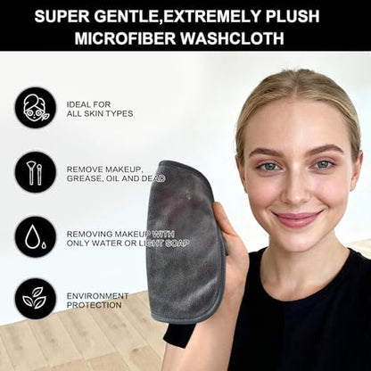 SINLAND Microfiber Facial Cloths Fast Drying Washcloth 8inch x 8inch Absorbent Face Wash Cloth Soft Makeup Remover Cloths