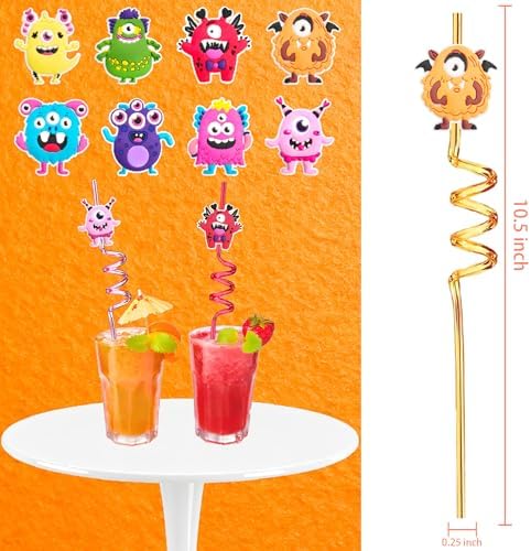 24 Reusable Monster Silly Crazy Straws for Kids School Birthday Party Favor