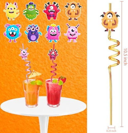 24 Reusable Monster Silly Crazy Straws for Kids School Birthday Party Favor