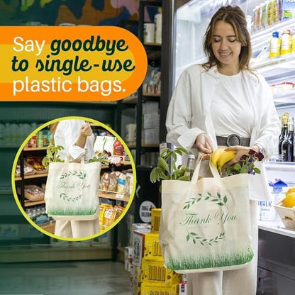 Simply Cool 400 Pack Reusable Thank You Grocery Bags, Medium Tote Bags Bulk