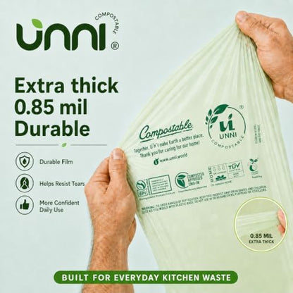 UNNI 8 Gallon Compostable Bags, 50 Count, 30 Liter, Extra Thick 0.85 Mil