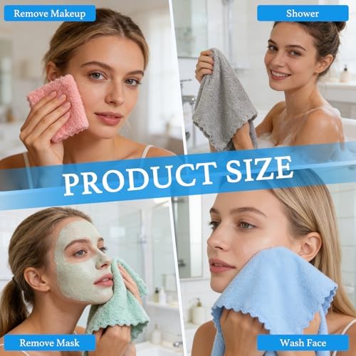 30 Pack Makeup Remover Cloths 7x7 Inch Reusable Facial Washcloths
