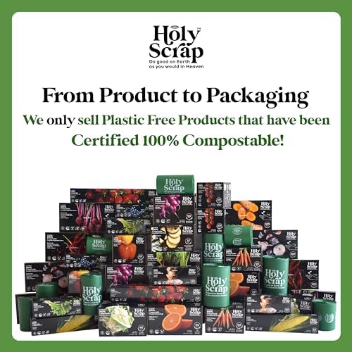 Medium Compostable Drawstring Trash Bags - 6-8 Gallon, 90 Pack | Plastic-Free Kitchen & Bathroom Garbage Bags with Drawstring Handles | Thick Bin Bag Liners for Green & Food Waste