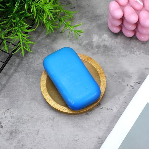 12 Pcs Round Soap Dishes Bulk, Bamboo Soap Holder Self-Draining Tray for Shower Kitchen Sink Bathroom