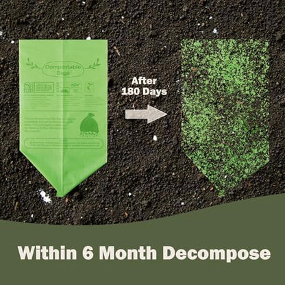 Compost Bags 33 Gallon 125 Liter Extra Thick 1.2 Mils Compostable Food Scrap Waste Bags with US BPI ASTM D6400 and Europe OK Compost Home Certified 20 Counts