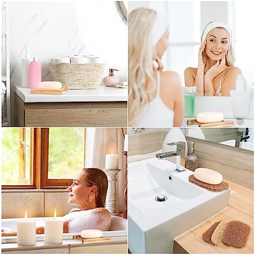 Irenare 90 Pcs Soap Saver Set, Wooden Dish Bar Soap Mesh Bag Pads Bulk