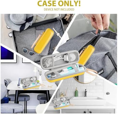 Toothbrush Travel Case for Oral B/Oral-B Pro 1000 1500 5000 7000 7500 9600/ Philips Sonicare 4100 5100 6100 5300 Electric Toothbrush, Portable Hard Protective Storage Bag (Yellow Case and 2 Caps)