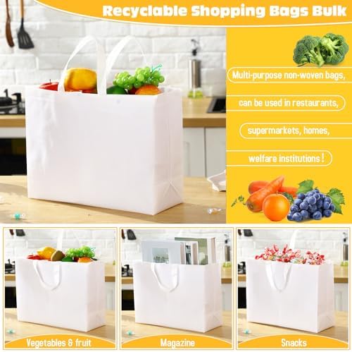 Windyun Reusable Grocery Bags Large Non Woven Shopping Bags with Handles Foldable Portable Tote, 16x6x12 Inch