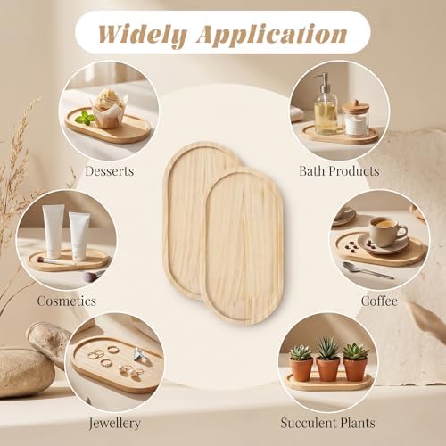 2Pcs Bamboo soap Dispenser Tray, Small Wooden Trays Dispenser Trays