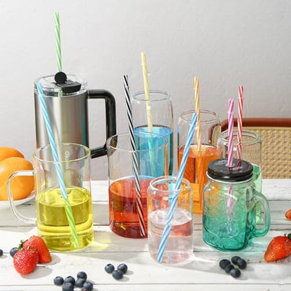 25 Pack 10.5" Plastic Reusable Replacement Drinking Straws