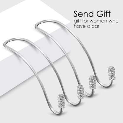 Guoord 2024 Upgraded Car Headrest Hook Decorations - 2pcs Bling Purse Hook Hangers, Stainless Steel Car Hangers and Durable Backseat Holder, Universal SUV Truck Vehicle (White)