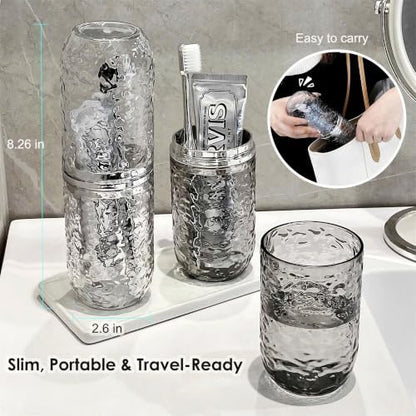 Travel Toothbrush Case, 2-in-1 Toothbrush Holder with Rinse Cups