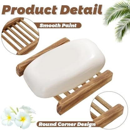 50 PCS Bamboo Soap Dish for Shower 3.3x2.3x0.6 Inch Wooden Soap Holder Self Draining Wooden Soap Tray Handmade Wood Soap Saver Bamboo Soap Holder for Bathroom, Shower, Kitchen (Charcoal Color