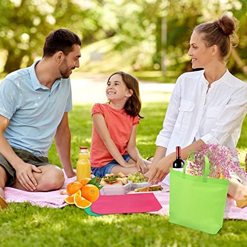 LOUHUA Reusable Gift Bag With Handles 22 Pcs Large Tote Bags Bulk 11 Colors for Shopping Groceries Birthday Party Favor Snacks DIY Painting Halloween Christmas Gift, 15 Inch ×13 Inch