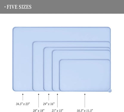 Reopet Waterproof Pet Feeding Mat with High Raised Edges, Heavier and Thicker Placemats for Cat Dog Water Bowl with BPA Free, Dogs Cats Food Mats for Messy Drinkers to Prevent Spill and Protect Floors