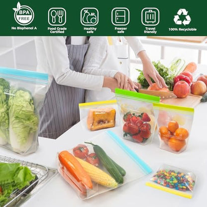 SPLF 12 Pack Reusable Sandwich Bags Dishwasher Microwave Safe