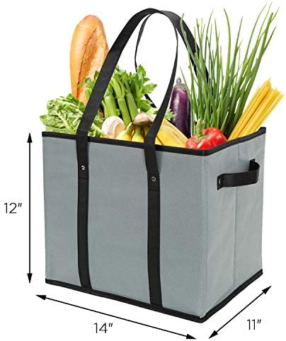 Foraineam Reusable Grocery Bags Set Durable Heavy Duty Tote Bag Collapsible Grocery Shopping Box Bag with Reinforced Bottom