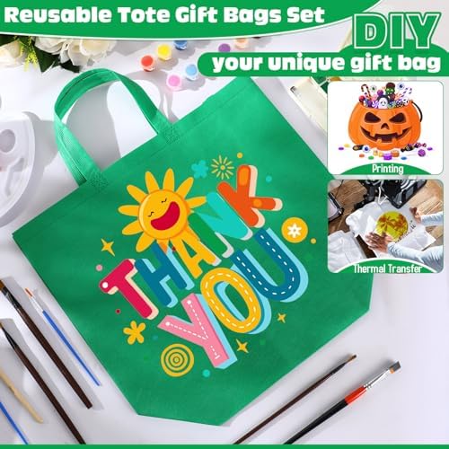 Windyun Reusable Grocery Bags Large Non Woven Shopping Bags with Handles Foldable Portable Tote, 16x6x12 Inch