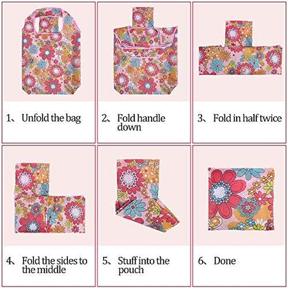 Reusable Grocery Shopping Bags 6|10 Pack, Foldable Tote Bags, Machine Washable Nylon Shopping Totes for Groceries