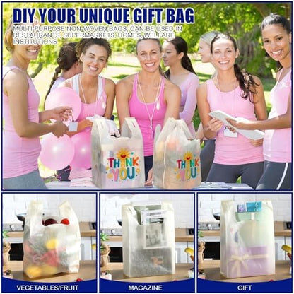 Windyun Large Grocery T-shirt Bags Bulk Reusable Non Woven Shopping Bag Foldable Gift Tote with Handle, 20.5x11x5.5 Inch