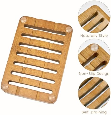 Curved Slotted Wood Soap Dish, 1 Pack, Warm Brown