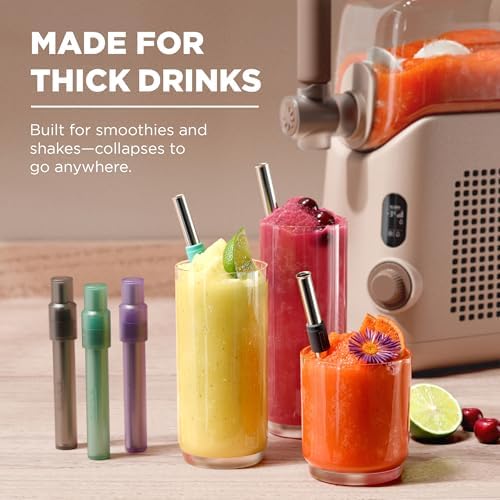 ZOKU Jumbo Reusable Straw – Wide Silicone Straw for Boba Tea, Bubble Tea, Smoothies & Slushies – Durable, Flexible, Dishwasher Safe – Purple
