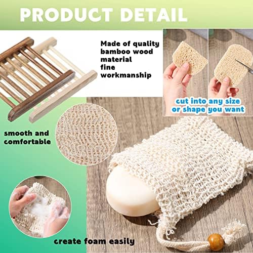 Irenare 120 Pcs Soap Saver Set, Wooden Dish Bar Soap Mesh Bag Pads Bulk