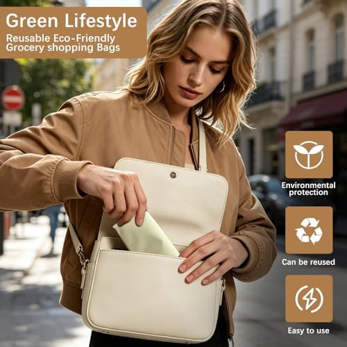 Reusable Grocery Bags 12.6 * 6.3 * 11.8 in - Non Woven Totes Bag with Reinforced Handles, Shopping Bags Bulk