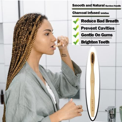 Tetragonal tree 8 Count Biodegradable Bamboo Toothbrushes - Natural Toothbrush Value Pack - Extra Soft Toothbrush for Adults, Good for Sensitive Teeth and Gums