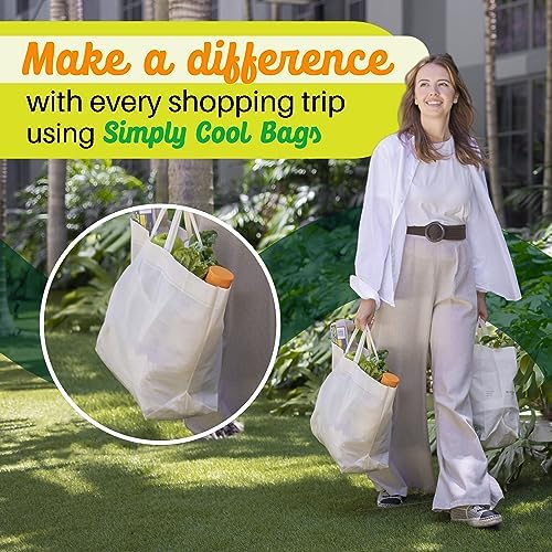 Simply Cool 200 Pack Reusable Grocery Bags, Large Tote Bags Bulk, Cream