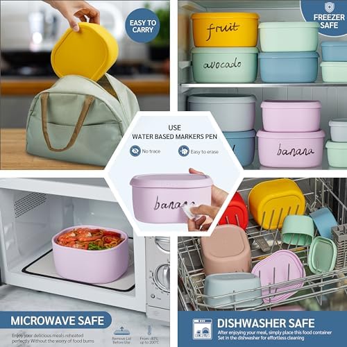 ISSEVE 12Pcs/Set Nesting Silicone Food Storage Containers with Lids, Purple