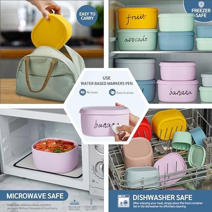 ISSEVE 12Pcs/Set Nesting Silicone Food Storage Containers with Lids, Purple