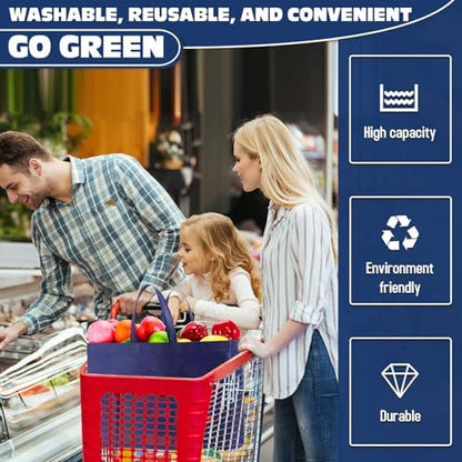 Windyun Reusable Grocery Bags Large Non Woven Shopping Bags with Handles Foldable Portable Tote, 16x6x12 Inch