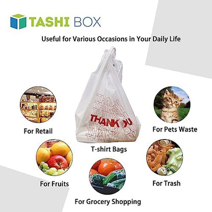 TashiBox Thank You Plastic Bags/T-shirt Bags, 350 Count