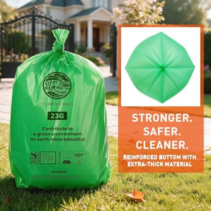 Compostable Trash Bags 23 gallon Large Garbage Bags,20 Count, Fits13-25 gallon trash can, Extra Strong and Durable,Compostable Lawn & Leaf Yard Waste bags,ASTM D6400,Bpi &OK compost HOME certified