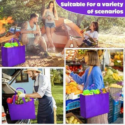 Windyun Reusable Grocery Bags Large Non Woven Shopping Bags with Handles Foldable Portable Tote, 16x6x12 Inch