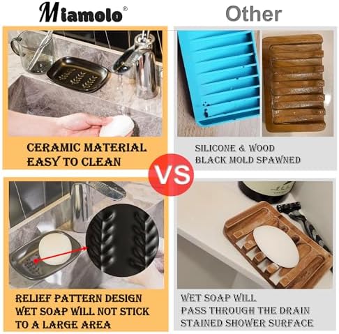 Miamolo Soap Dish for Bathroom, Bar Soap Holder for Shampoo Bars, Sponges