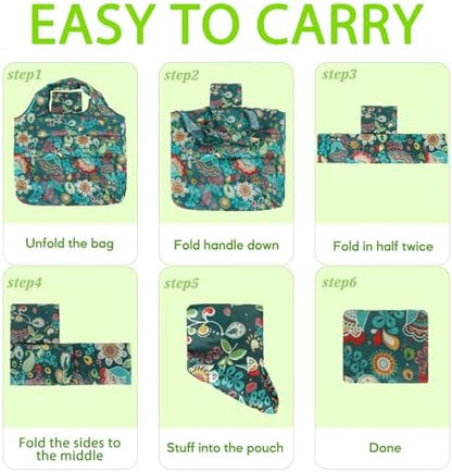 Reusable Grocery Shopping Bags 6|10 Pack, Foldable Tote Bags, Machine Washable Nylon Shopping Totes for Groceries