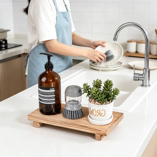 Bathroom Tray Farmhouse Decor Kitchen Soap Holder, 11" * 5.5" Brown