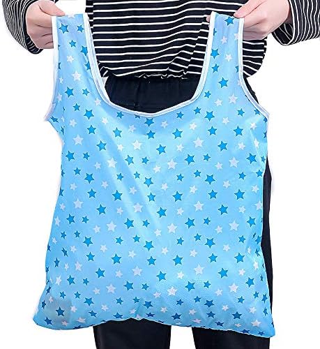 Kaxich Foldable Reusable Grocery Shopping Tote Bags, 6 Pack Eco-friendly Travel Recycle Shopping Bags Folding to fits in Pocket, Waterproof and Machine Washable
