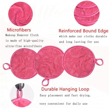 Large Reusable Makeup Remover Pads Face Cleaning Pad 5"x 5" Pink 12 Pack