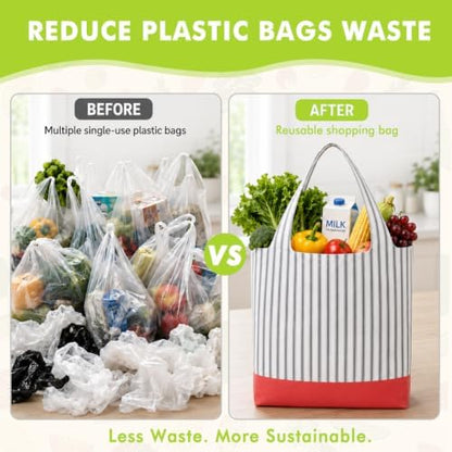 TOGETRUE Reusable Grocery Bags, Foldable Shopping Bag, Bulk Packable Tote